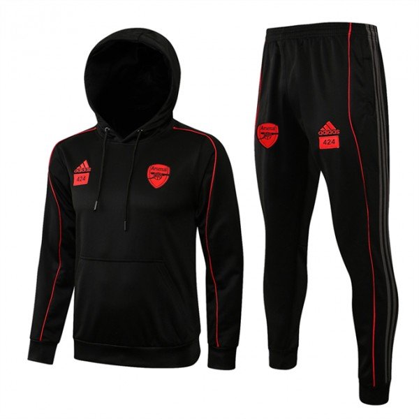 Kit treinamento com capuz Arsenal 2021 2022 Adidas oficial Preto 