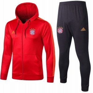 Kit treinamento com capuz oficial Adidas Bayern de Munique 2019 2020 vermelho e cinza
