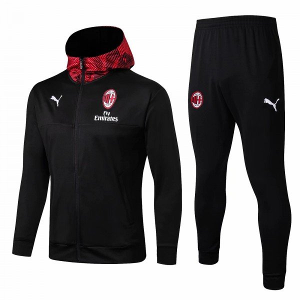 Kit treinamento com capuz oficial Puma Milan 2019 2020 Vermelho e preto