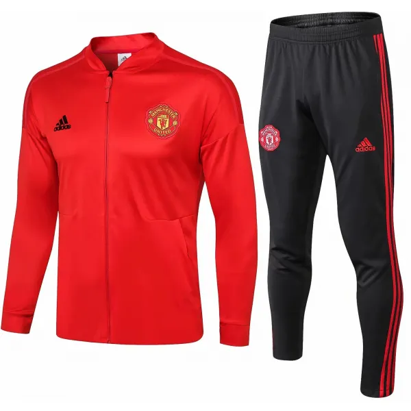 Kit treinamento oficial Adidas Manchester United 2018 2019 vermelho e preto